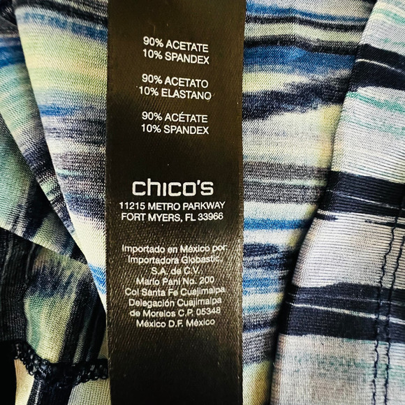 Chico's Travelers Tank Top Womens Size 2 or Large Blue Ikat Stretch Coastal - Picture 5 of 5